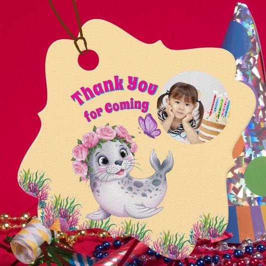 かわいいお洒落フローラシーライオンフォト誕生日 フェイバータグ