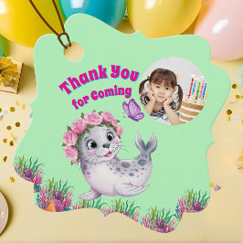 かわいいお洒落フローラシーライオンフォト誕生日 フェイバータグ