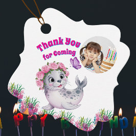 かわいいお洒落フローラシーライオンフォト誕生日 フェイバータグ