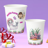 かわいいお洒落フローラシーライオンフォト誕生日 紙コップ