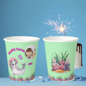 かわいいお洒落フローラシーライオンフォト誕生日 紙コップ