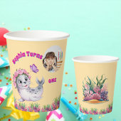 かわいいお洒落フローラシーライオンフォト誕生日 紙コップ