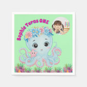 かわいいお洒落フローラタコガーリーフォト誕生日 スタンダードカクテルナプキン (正面)