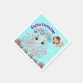 かわいいお洒落フローラタコガーリーフォト誕生日 スタンダードカクテルナプキン (角)