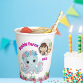かわいいお洒落フローラタコガーリーフォト誕生日 紙コップ