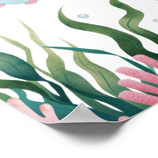 かわいいお洒落フローラタコ誕生日へようこそ ポスター (角)