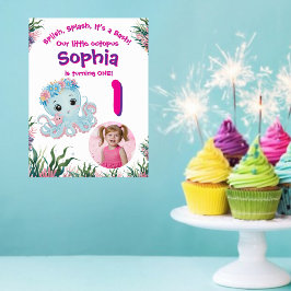 かわいいお洒落フローラタコ誕生日へようこそ ポスター