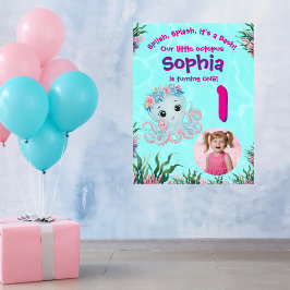 かわいいお洒落フローラタコ誕生日へようこそ ポスター