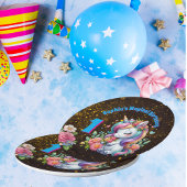かわいいお洒落フローラユニコーンガーリー1歳の誕生日 ペーパープレート