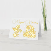 かわいいお洒落フローラユニコーン写真子供の誕生日 箔グリーティングカード (正面)