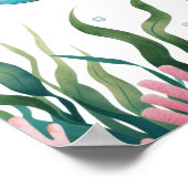 かわいいお洒落フローラ亀誕生日へようこそ ポスター (角)