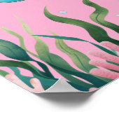 かわいいお洒落フローラ亀誕生日へようこそ ポスター (角)