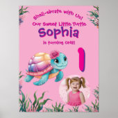 かわいいお洒落フローラ亀誕生日へようこそ ポスター (正面)