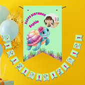 かわいいお洒落フローラ海生き物ガーリー写真 バンティングフラッグ