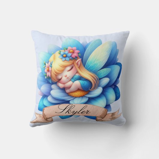 かわいいお洒落フローラ甘い夢の眠る妖精 クッション (裏面)
