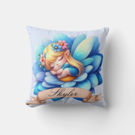 かわいいお洒落フローラ甘い夢の眠る妖精 クッション (正面)