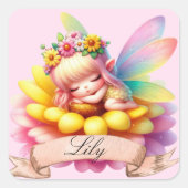 かわいいお洒落フローラ甘い夢の眠る妖精 スクエアシール (正面)