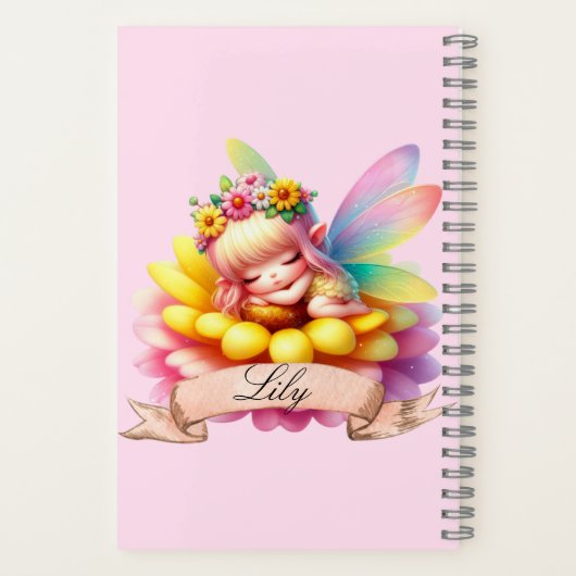 かわいいお洒落フローラ甘い夢の眠る妖精 ノートブック (裏面)