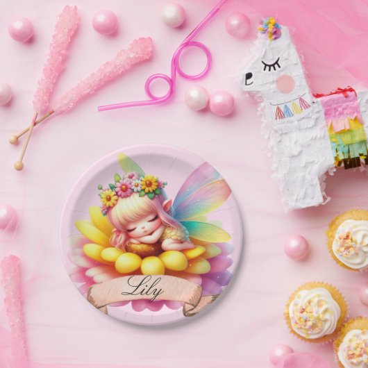 かわいいお洒落フローラ甘い夢の眠る妖精 ペーパープレート (パーティー)