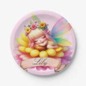 かわいいお洒落フローラ甘い夢の眠る妖精 ペーパープレート (正面)