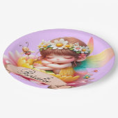 かわいいお洒落フローラ甘い夢の眠る妖精 ペーパープレート (アングル)