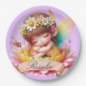 かわいいお洒落フローラ甘い夢の眠る妖精 ペーパープレート (正面)