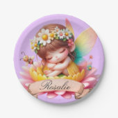 かわいいお洒落フローラ甘い夢の眠る妖精 ペーパープレート (正面)