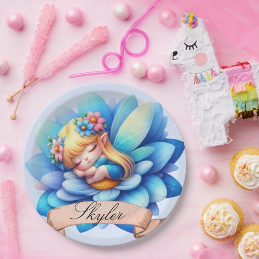 かわいいお洒落フローラ甘い夢の眠る妖精 ペーパープレート (パーティー)
