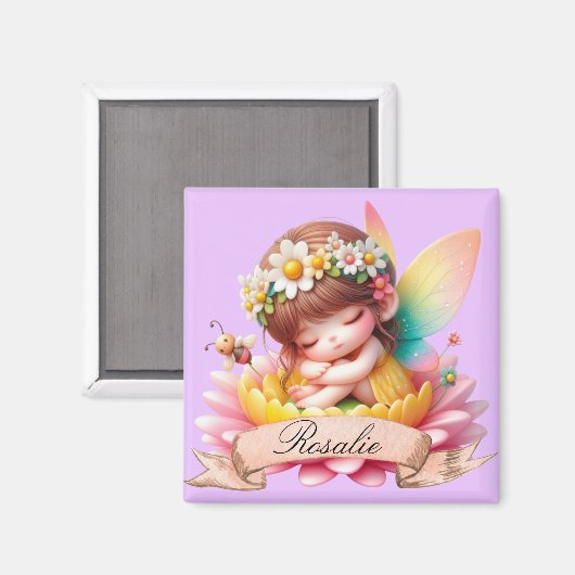 かわいいお洒落フローラ甘い夢の眠る妖精 マグネット (正面/裏面)