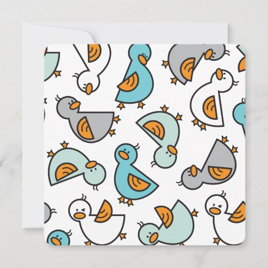 かわいいお洒落ベビーダックリング男の赤ちゃん写真誕生 案内状 (裏面)