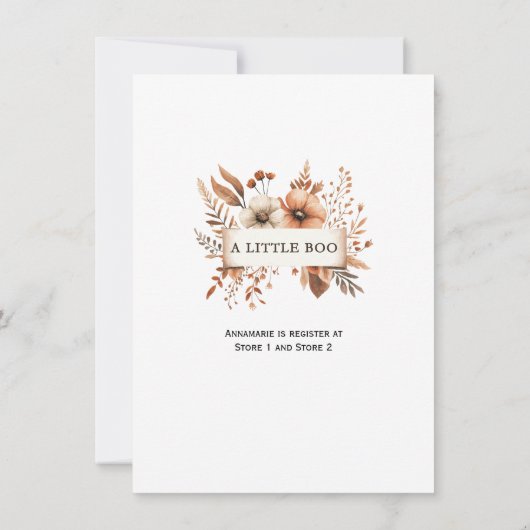 かわいいお洒落ベビーブーが赤ちゃんシャワーを醸造 招待状 (裏面)