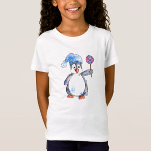 かわいいお洒落ペンギンと棒つきキャンデー Tシャツ
