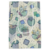 かわいいお洒落ポケットドラゴンズイングリーンフリースブラン ミディアムペーパーバッグ (裏面)