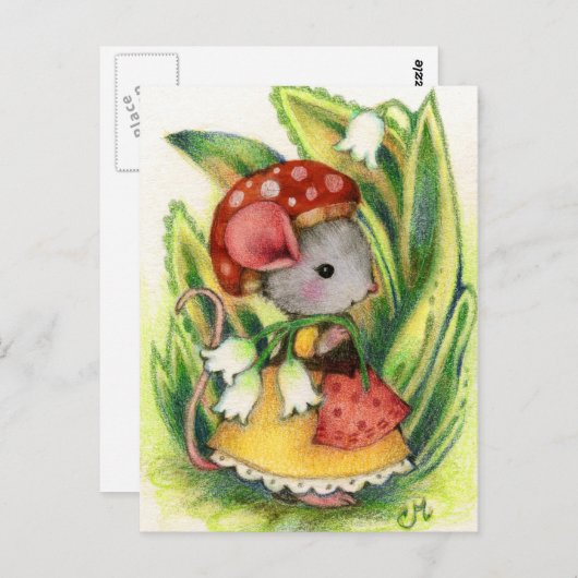 かわいいお洒落マウスファンタジーアートはがき ポストカード (正面/裏面)