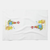 かわいいお洒落ママ鶏とベビー キッチンタオル (横)