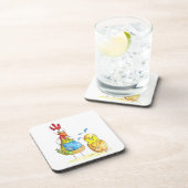 かわいいお洒落ママ鶏とベビー コースター (右側)