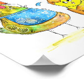 かわいいお洒落ママ鶏とベビー ポスター (角)