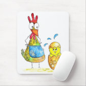 かわいいお洒落ママ鶏とベビー マウスパッド (マウス)