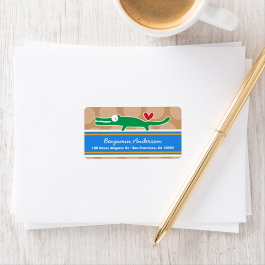 かわいいお洒落マンガアリゲーター住所 シール (インサイチュ)