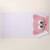 かわいいお洒落マンガ猫かわいいパーソナライズされた- ビーチタオル (正面)