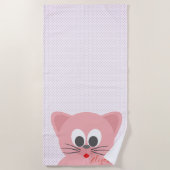 かわいいお洒落マンガ猫かわいいパーソナライズされた- ビーチタオル (正面)