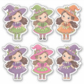 かわいいお洒落マンガ魔女ステッカーシート シール (正面)