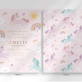 かわいいお洒落ユニコーンガール5誕生日 招待状