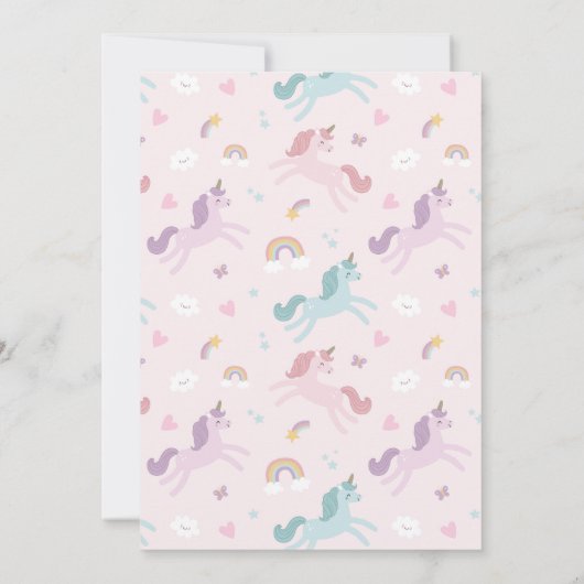 かわいいお洒落ユニコーン誕生日招待状 招待状 (裏面)