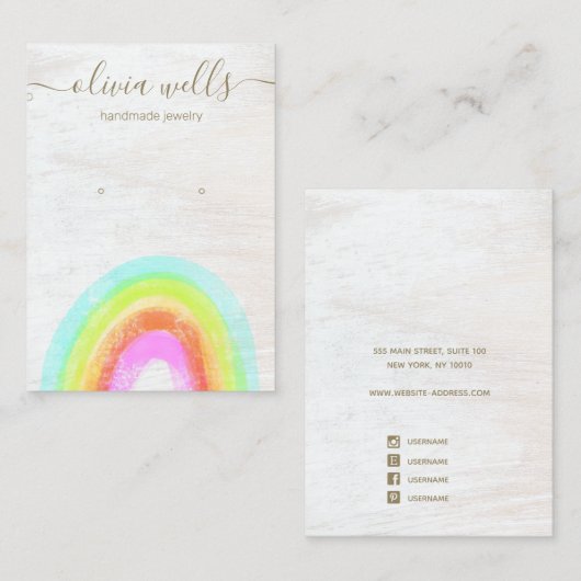 かわいいお洒落レインボーイヤリングディスプレイカード 名刺 (正面/裏面)
