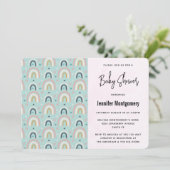 かわいいお洒落レインボーパターン赤ちゃんシャワー 招待状 (スタンド正面)