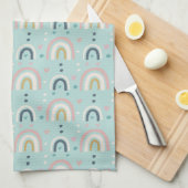 かわいいお洒落レインボーパターン キッチンタオル (四つ折り)