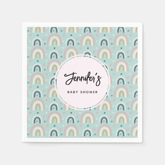 かわいいお洒落レインボーパターン スタンダードカクテルナプキン (正面)