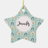 かわいいお洒落レインボーパターン セラミックオーナメント (正面)