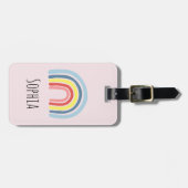 かわいいお洒落レインボー漫画と名前の子供たち ラゲッジタグ (正面横)